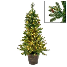 + 200led lit pinec/pine tree in pot grn 120cm288tp