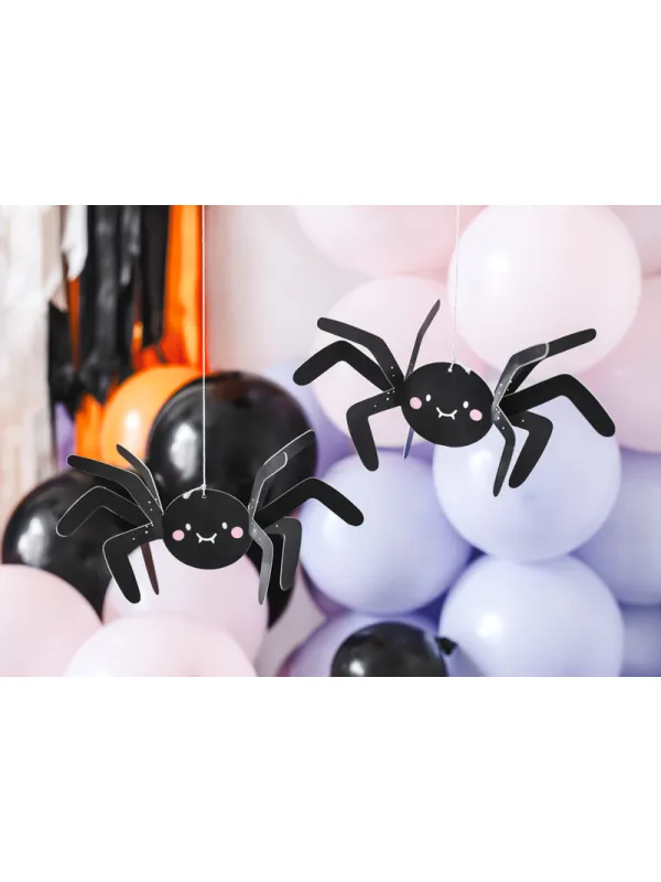 5 Décorations en papier - Araignées, 27x17 cm, noir