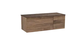 Balmani Forma meuble salle de bains suspendu 135 x 55 cm noyer américain avec Stretto tablette simple ou double en marbre dark e