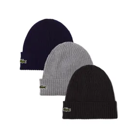 Bonnet Lacoste unisexe en laine en coloris gris ou bleu marine