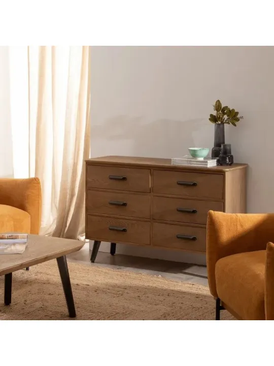 BUFFET NATUREL-NOIR BOIS-MÉTAL PAUL 120 X 41 X 77 CM