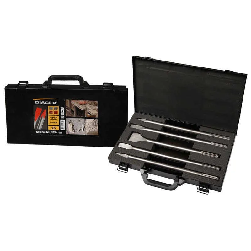 Mallette de burins et pics SDS-MAX (5 pcs) - DIAGER 315C