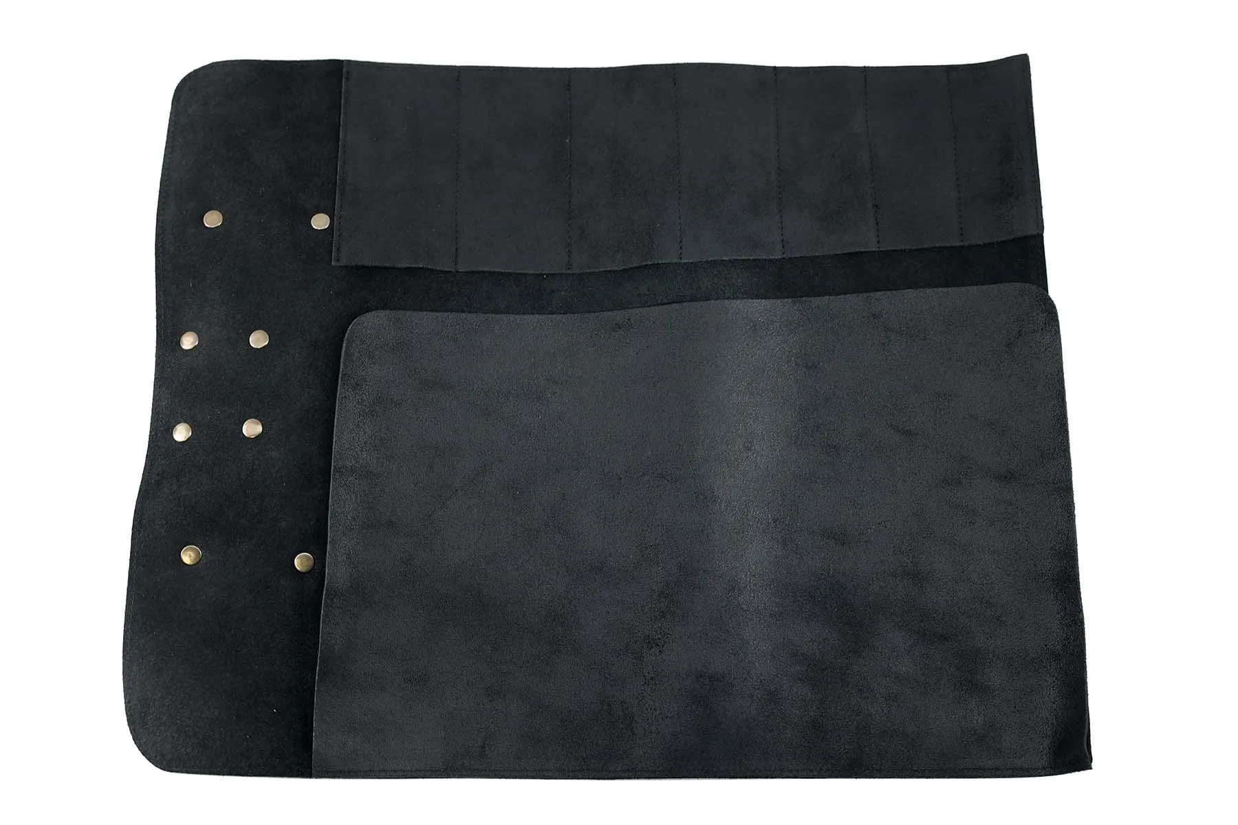 Mallette de rangement en cuir Crafted & Coutellerie Bourly  7 couteaux japonais - coloris noir