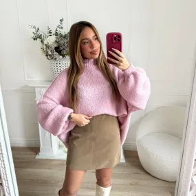 MAXI PULL MOHAIR ROSE POUDRÉ
