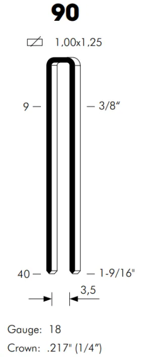 Omer 90-32 Agrafes 3,5mm (1/4") x 32mm (1-1/4") (paquet de 5000 )