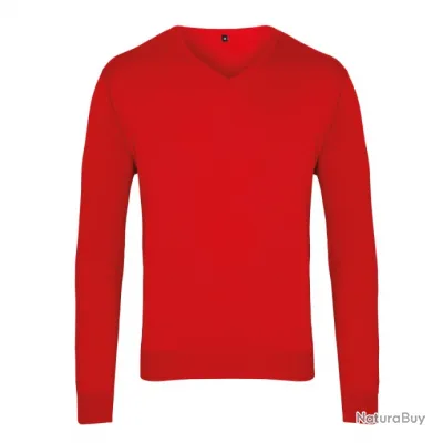 Pull col V Homme PREMIER rouge PR69407