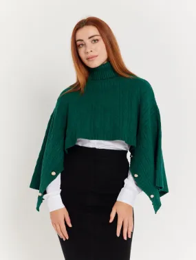 Pull crop top col roulé