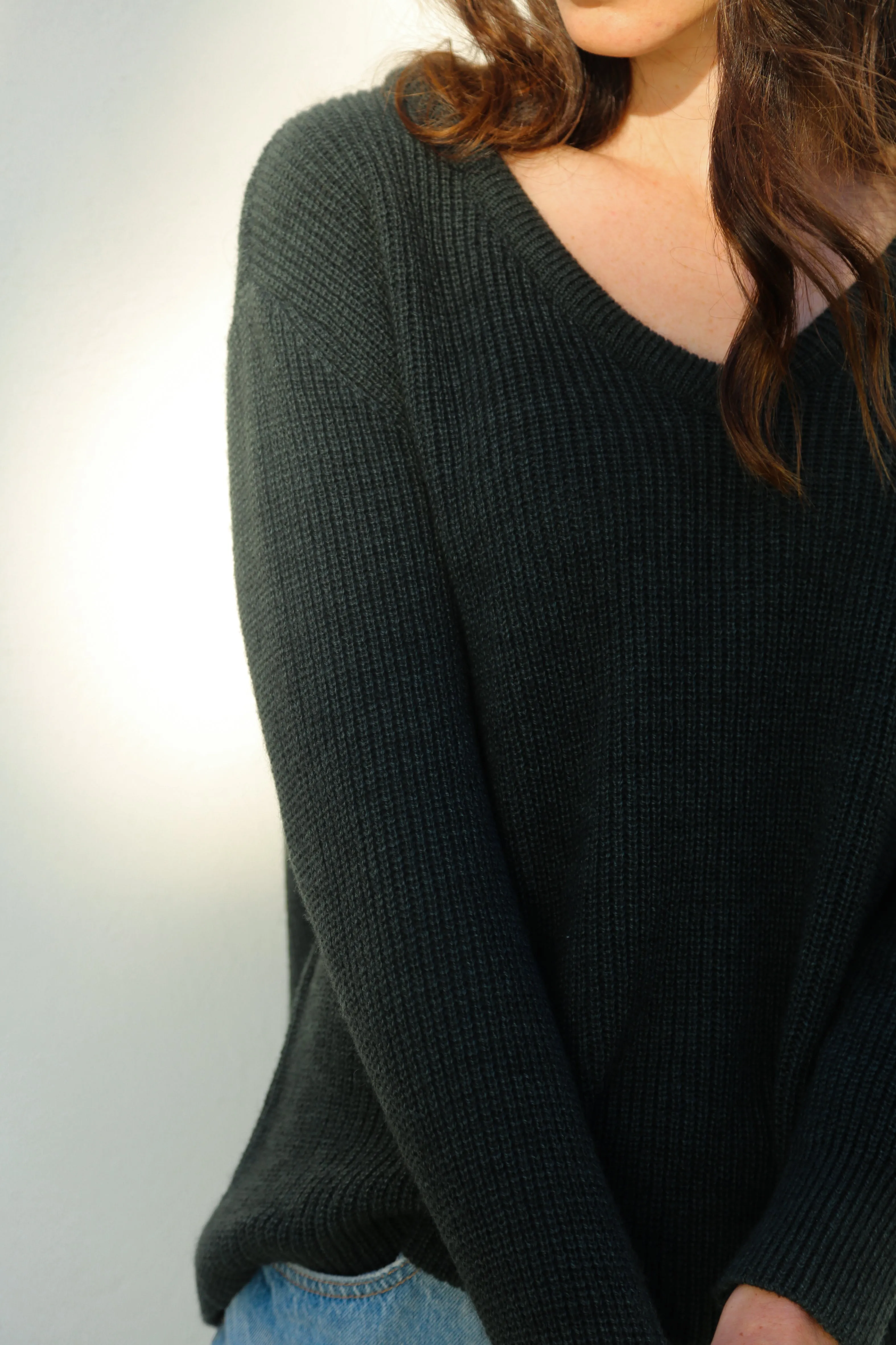 Pull femme Nag col V kaki