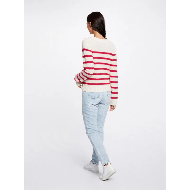 Pull rayé mashi écru rose femme - Morgan | wimod