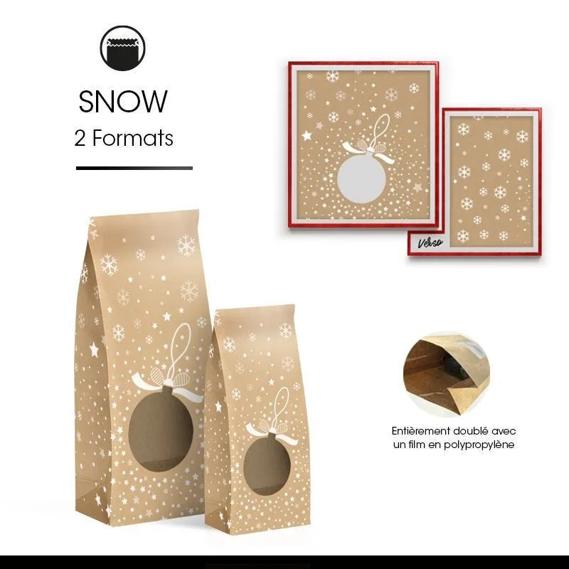 Sac alimentaire fond sos fenêtre Noël - décor SNOW kraft