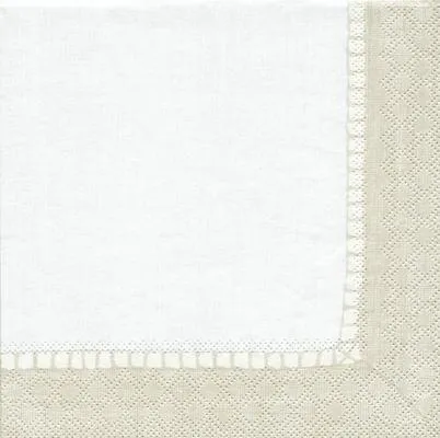 Set de 20 serviettes en papier moyen modèle Lunch 33 cm X 33 cm Lin Nature