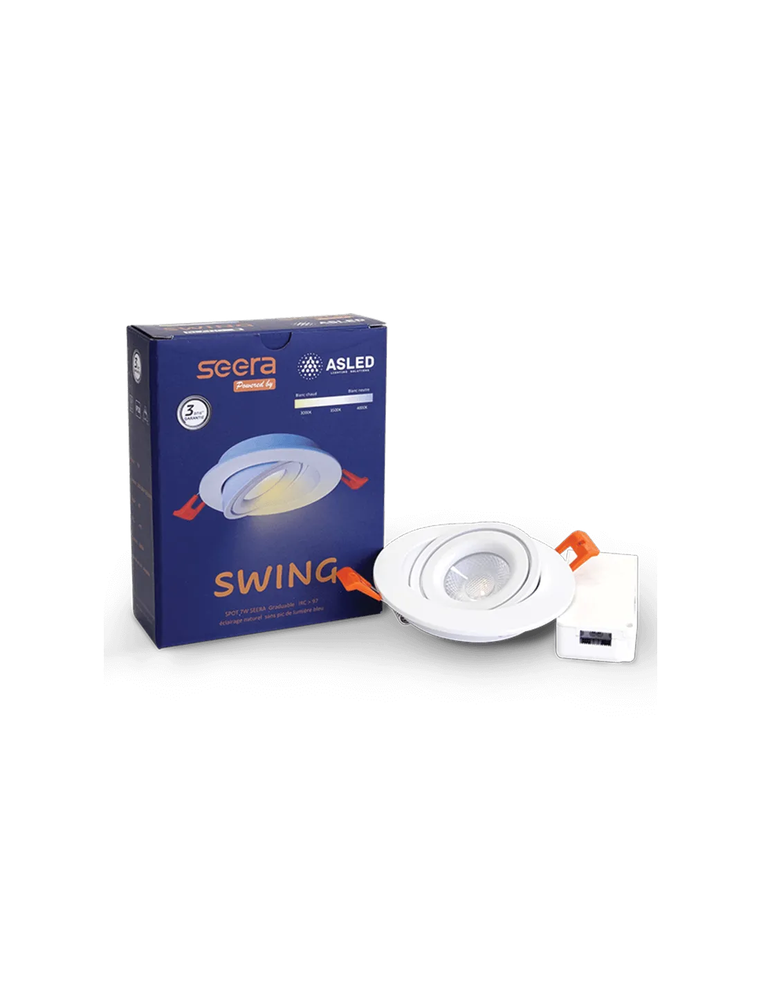 SPOT SWING BLANC 5W A 8W SEERA 3000-4000K ASLED SWI7WSEE