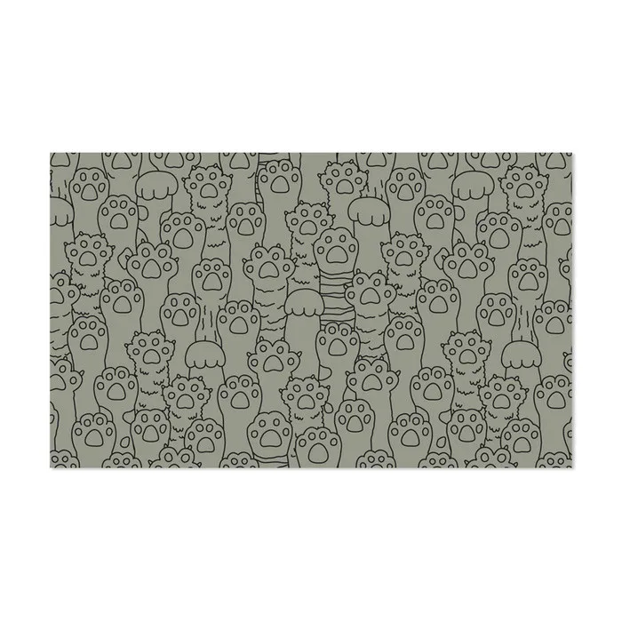 Tapis gamelle rec. pattes de chat kaki 