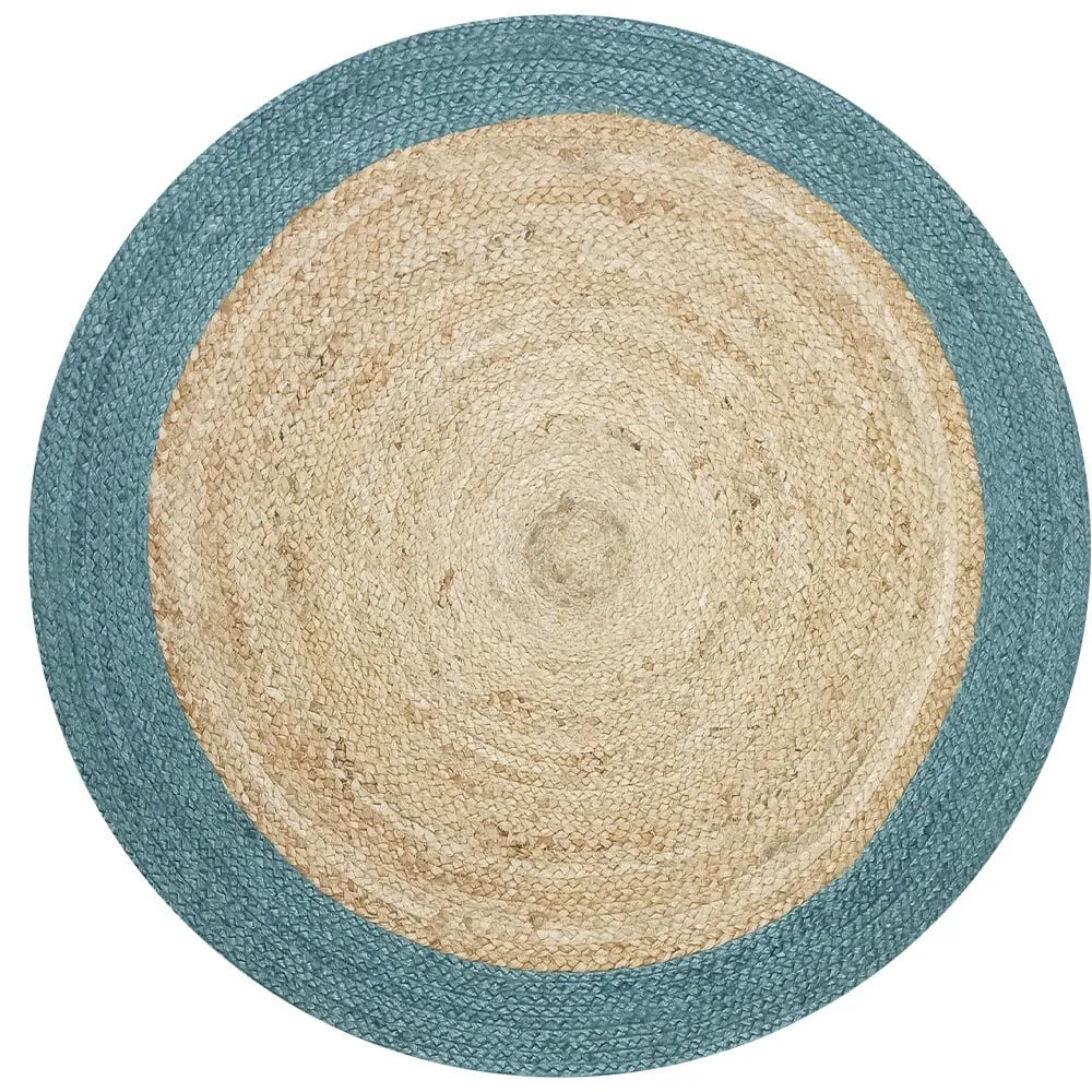 Tapis rond jute  bordure verte Ø90cm
