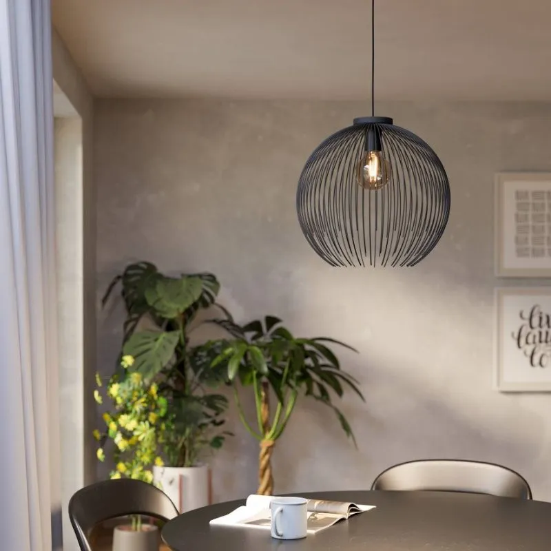 Zwarte industriële hanglamp staal, Keimpe